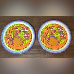 Hanna Barbara Vintage Scooby Doo 2000 Set Of 2 Plastic Child's Dinner Plates 8"